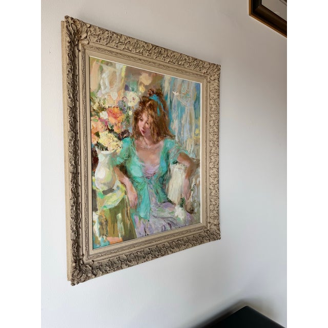 This stunning oil on canvas painting, titled " It's Spring", is an exquisite example of Wallace Bassford impressionistic...