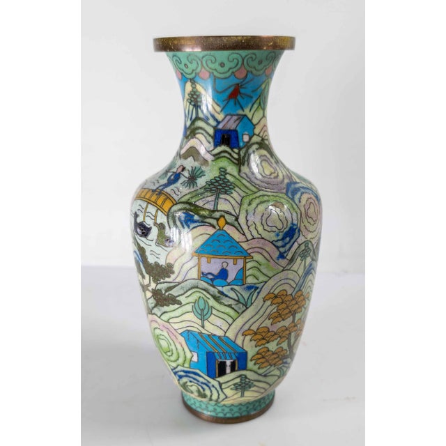 We are offering this unique Chinese Republic period cloisonne vase. This vase has vibrant Art Deco style abstracted...