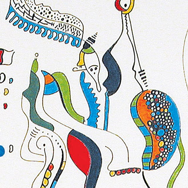 Abstract Carnival of the Fool – Abstract Linear Composition – Oil Markers on Unstretched Canvas – 36 X 60 In For Sale - Image 3 of 9