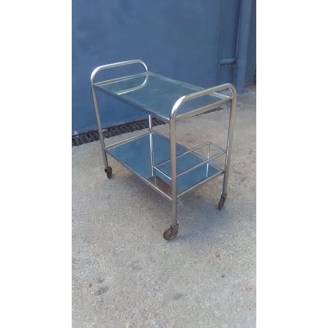 Vintage Chrome Serving Bar Cart For Sale - Image 3 of 11
