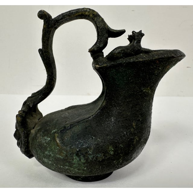 Antique 19th Century Bronze Grand Tour Askos Pouring Vessel Made in the Roman Style 4w X 4h For Sale - Image 4 of 14