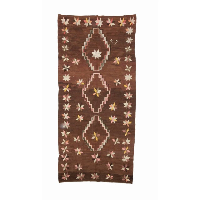 Textile Brown Vintage Kilim Rug For Sale - Image 7 of 7