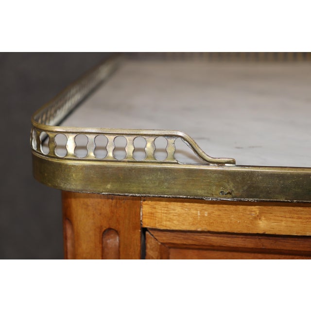 French French Louis XVI Style Bronze Mounted Marble Top Mahogany High Chest C. 1940's For Sale - Image 3 of 14