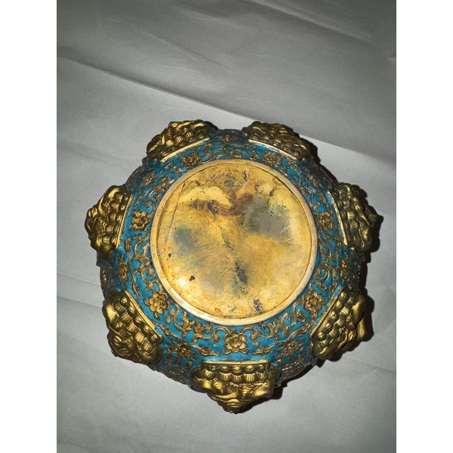 18th Century Sino Tibetan Champlevé Enamel Alms Bowl For Sale - Image 11 of 12