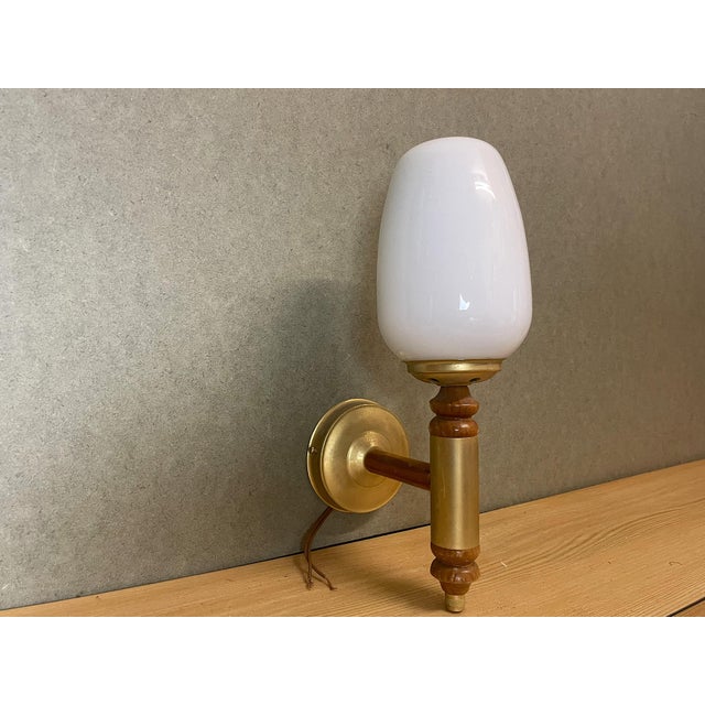 Brown Mid-Century Modern Portuguese Opaline Glass Sconce, 1970s For Sale - Image 8 of 8
