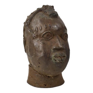 Early 20th Century Benin Bronze Portrait Figure Nigeria For Sale