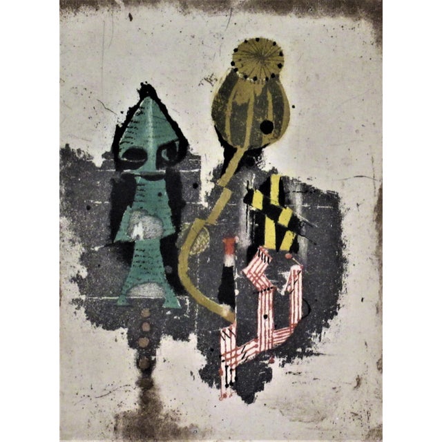 This artwork "Untitled II" c.1970 in an original color aquatint on Arches paper by noted Polish artist Johnny...