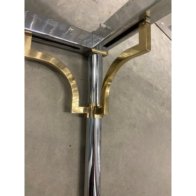 Mid-Century Modern Mid Twentieth Century Chrome and Brass Side Table in the Style of Maison Jansen, a Pair For Sale - Image 3 of 9