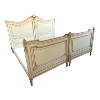 Antique French Custom King Painted Bed For Sale