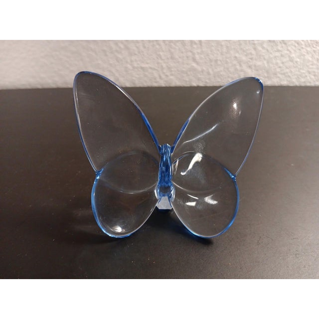 1990s Baccarat Crystal Iridescent Blue Papillon Lucky Butterfly For Sale In Dallas - Image 6 of 10