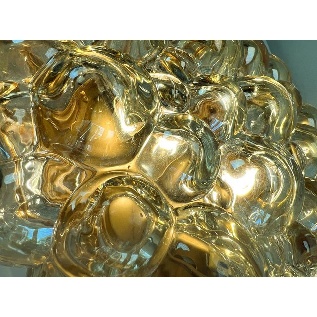 1960s Large Bubble Flush Mount in Amber attributed to Helena Tynell for Glashütte Limburg, 1960s For Sale - Image 5 of 14