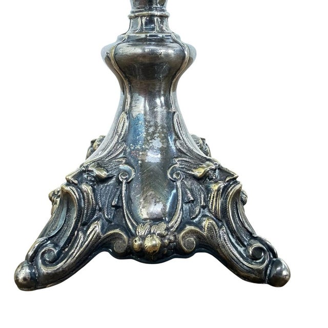 Metal Art Nouveau Silver-Plated Candlesticks, 1890s, Set of 2 For Sale - Image 7 of 9