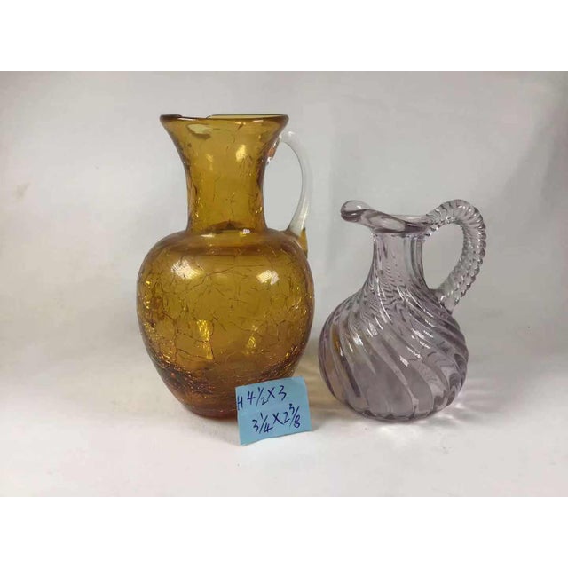 Early 20th Century Pilgrim Glass Amber Crackle Glass Pitcher A