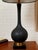 Ceramic 1960s Mid Century Modern American Black Ceramic Lamp With Brass and Wood Base For Sale - Image 7 of 9