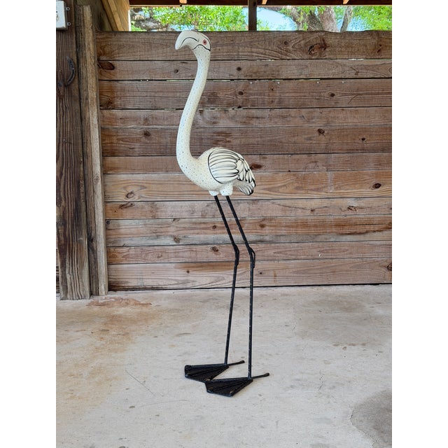 Vintage Hand-Painted Flamingo Sculpture on Metal Legs | Signed Mexican Folk Art For Sale - Image 12 of 12