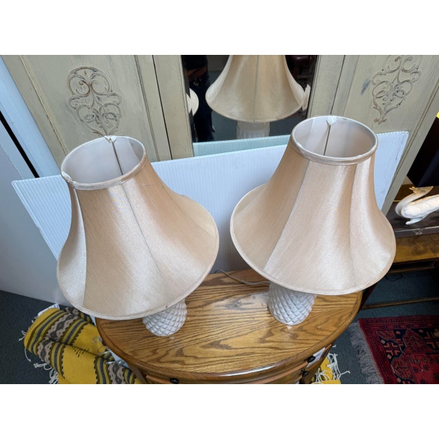 White Catalina Lighting Quilted Table Lamps, Pair For Sale - Image 8 of 12