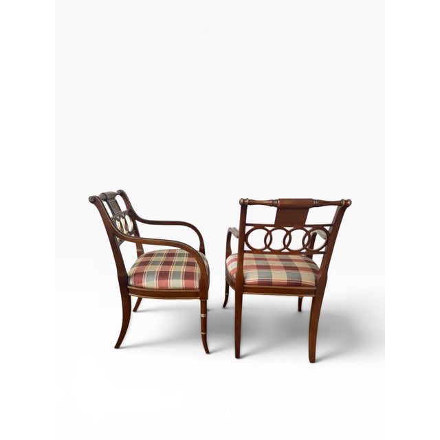Pair of 1990s Baker Historic Charleston Collection “Governor Alston” Regency Armchairs For Sale In Boston - Image 6 of 18