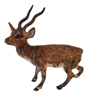 Antique Miniature Austrian Hand Painted Bronze Stag Antelope Sculpture, Franz Bergmann School