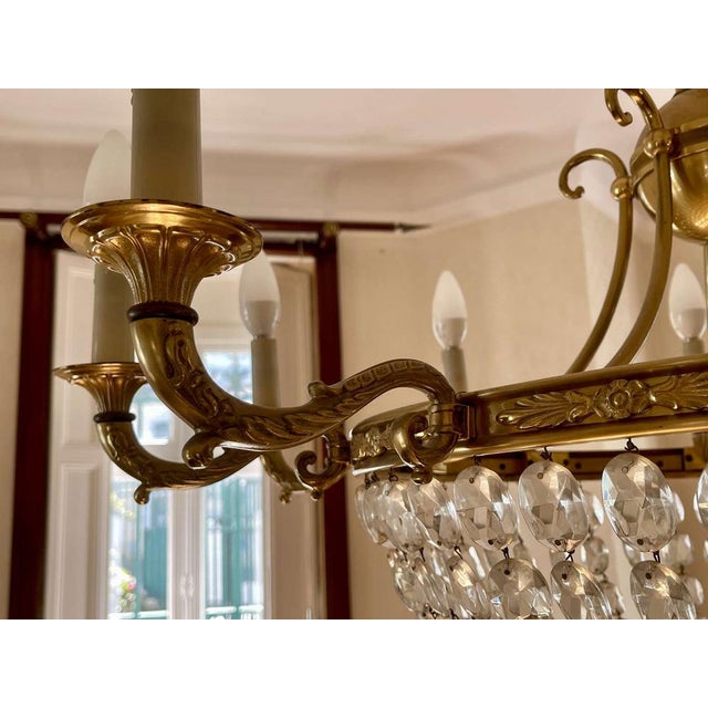 10-Light Chandelier in Bronze and Cut Crystal, 1960s For Sale - Image 10 of 14