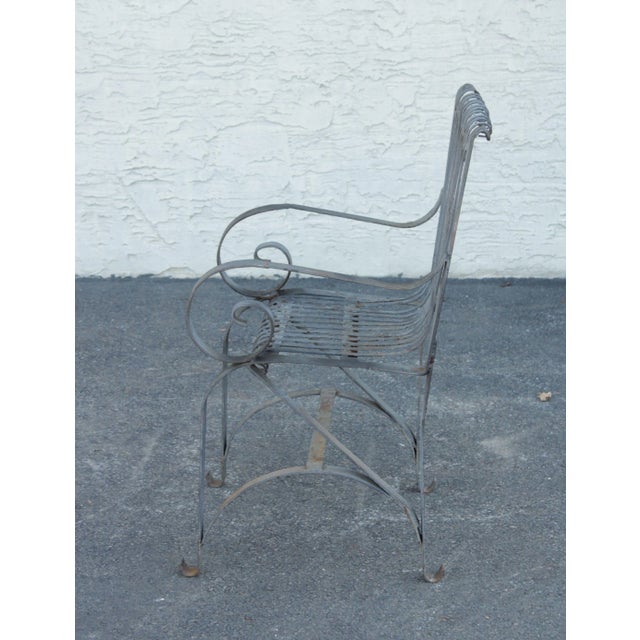 Antique Wrought Iron Scroll Garden Armchair For Sale - Image 4 of 13