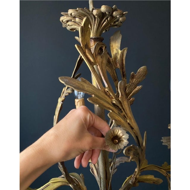 Gold Vitnage Chandelier in Bronze, 1960s For Sale - Image 8 of 13