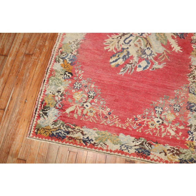 Early 20th Century Zabihi Collection Turkish Ghiordes Pink Rug For Sale In New York - Image 6 of 9