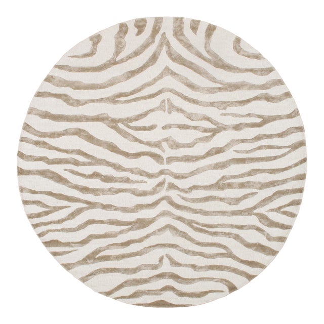 Edgy Hand-Tufted Ivory Area Rug- 6' 0'' X 6' 0'' For Sale