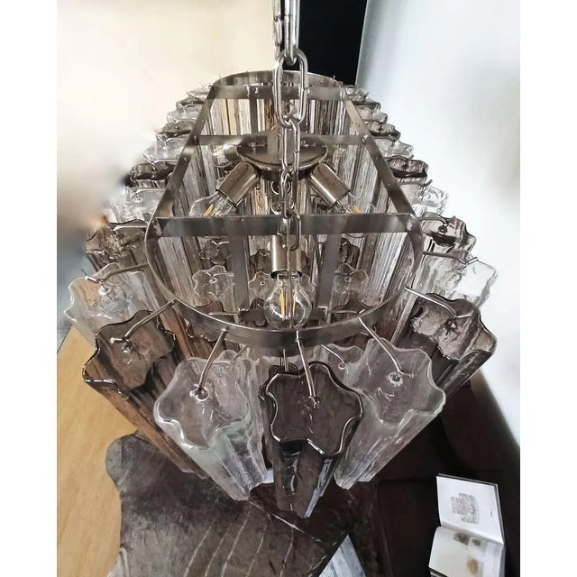 Murano Tube Chandelier with 62 Transparent and Smoked Glass, 1982 For Sale - Image 10 of 18