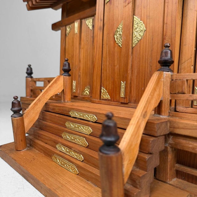 Japanese Kamidana Sanja-Miya Home Shrine Wooden Temple, 1980s For Sale - Image 6 of 13