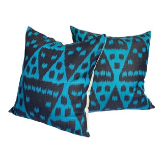 Contemporary Ikat Pattern Pillows- a Pair For Sale