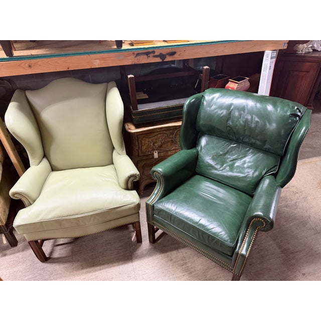 Leather Kittinger Chippendale Wingback Chair For Sale - Image 16 of 16