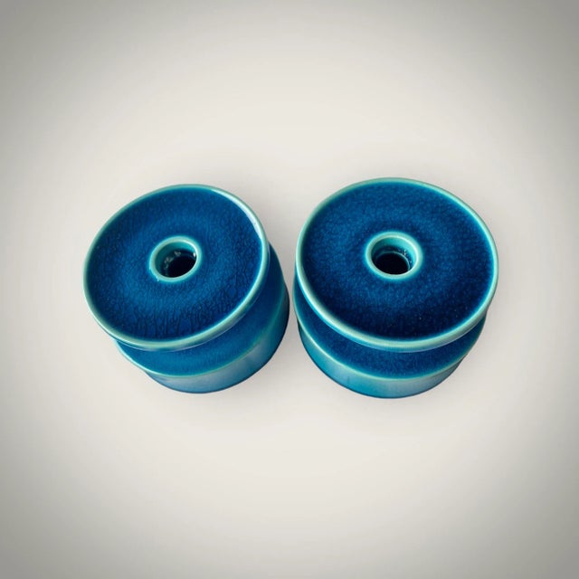 Amazing pair of “Lazur” candleholders with a must see pattern that will make you want to jump right in for a dip, truly...