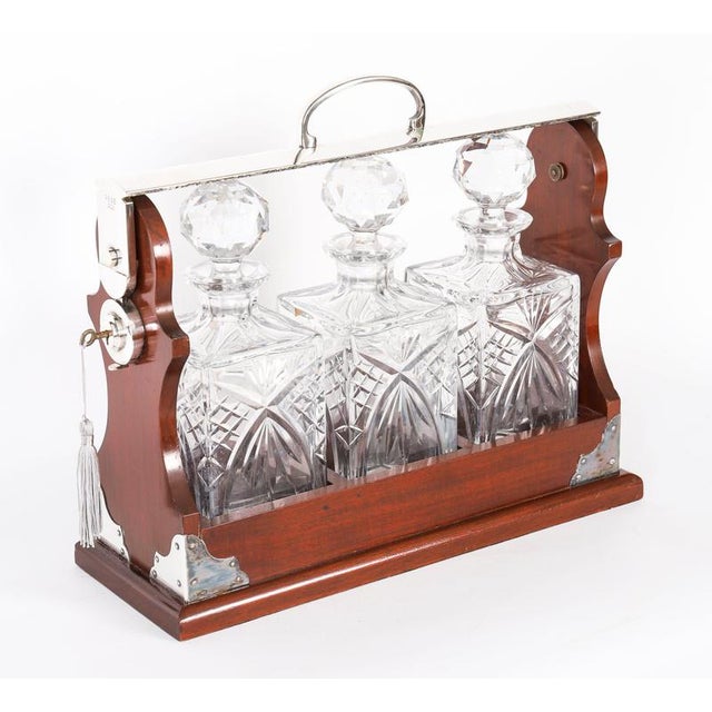 Late 20th Century English Silver-Plated 3-Bottle Tantalus, Set of 4 For Sale - Image 3 of 14
