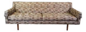 1950s Edward Wormley for Dunbar Mid Century Modern Tweed & Mahogany Bracket Back Sofa