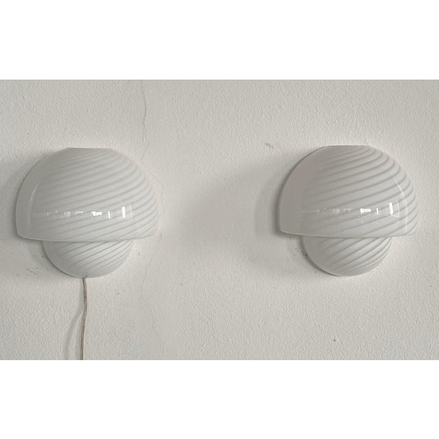Italian Murano Swirl Glass Mushroom Wall Sconces from De Majo, 1970s, Set of 2 For Sale - Image 9 of 13