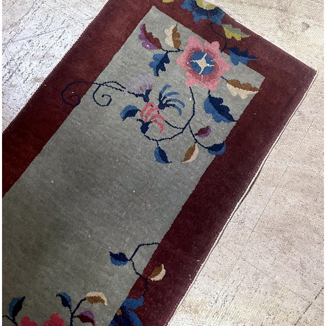 1920s Antique Chinese Art Deco Rug 2.1' X 4.1' (64cm X 125cm) 1920s For Sale - Image 5 of 6