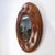Mid-Century Circular Mirror in Cognac Leather with Capitonné Details, Italy, 1970s For Sale - Image 4 of 6