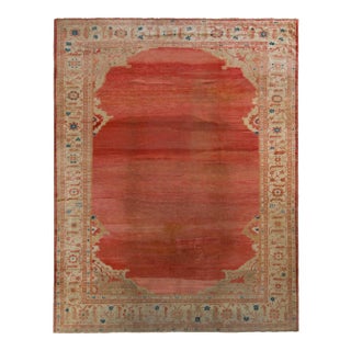 Hand-Knotted Antique Persian Sultanabad Rug in Red Open Field and Floral Border For Sale