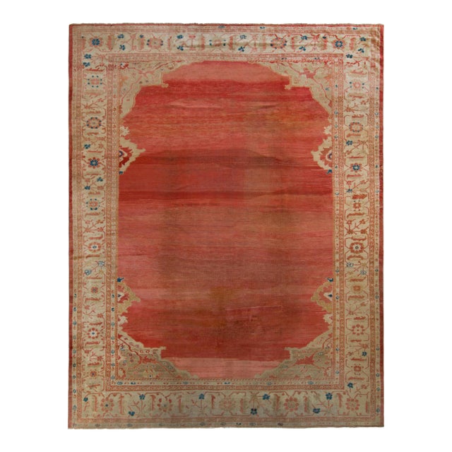 Hand-Knotted Antique Persian Sultanabad Rug in Red Open Field and Floral Border For Sale