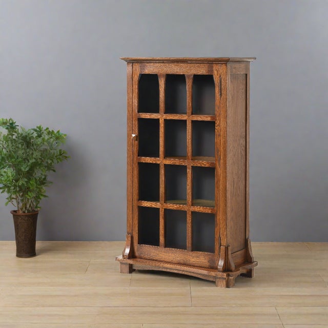 Mission Solid Oak Display Bookcase - Walnut Stain For Sale - Image 18 of 18