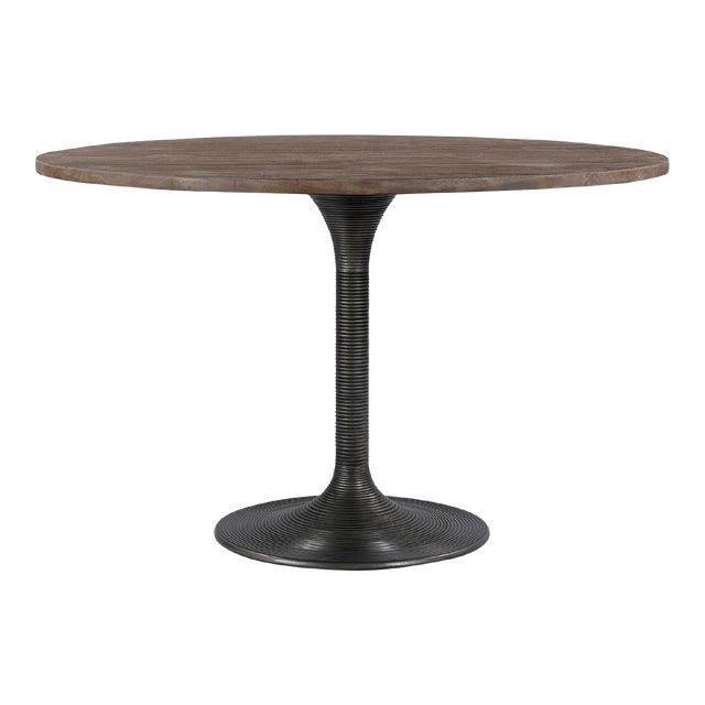 Rustic Modern 48” Round Metal & Wood Dining Table For Sale