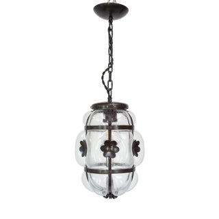 Small Swedish Glass and Black Metal Lantern, 1980s For Sale