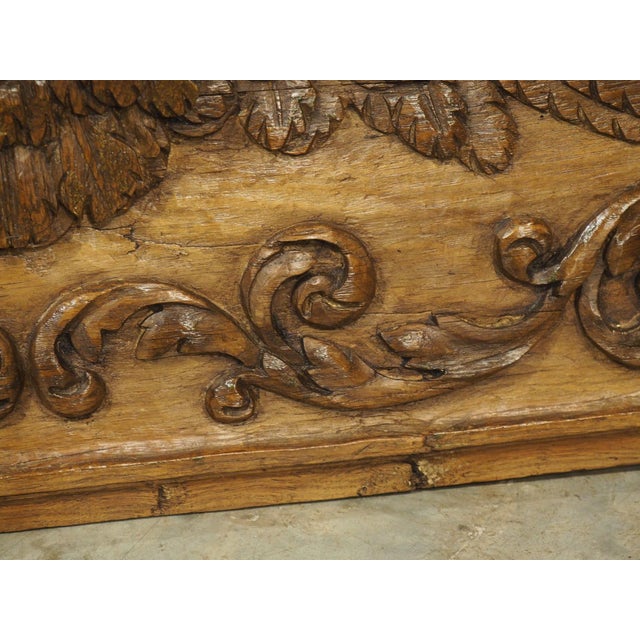 18th Century French Carved Oak Overdoor Pediment With Winged Cherub For Sale - Image 11 of 18