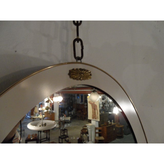 Wood Vintage White Oval Mirror, 1950s For Sale - Image 7 of 11