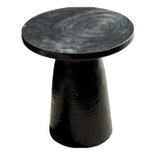 Side Table in Black Mango Wood with Minimalist Conical Base, 1980s For Sale