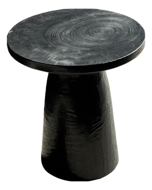 Side Table in Black Mango Wood with Minimalist Conical Base, 1980s