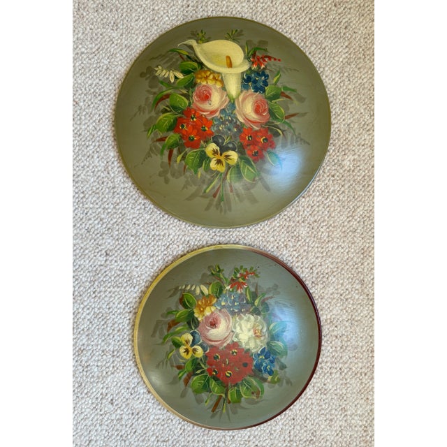 Vintage Floral Convex Paintings - a Pair For Sale In Portland, ME - Image 6 of 10