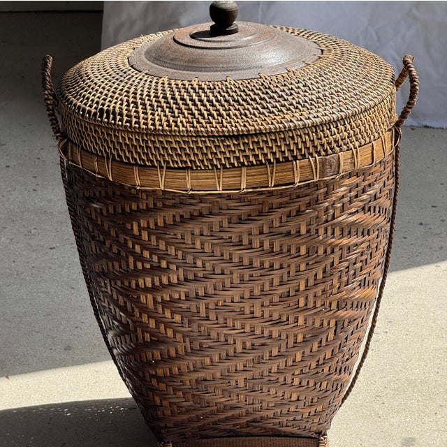 Large Indonesian Brown Basket For Sale - Image 17 of 18