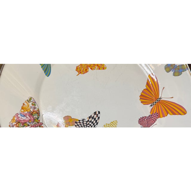MacKenzie-Childs Butterfly Enamel Metal Serving Plate / Tray For Sale - Image 9 of 11