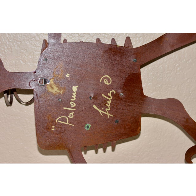 Industrial Bill & Marcia Finks Primitive Twig Signed Metal Wall Decor Folk Art "Paloma” 90s For Sale - Image 3 of 4